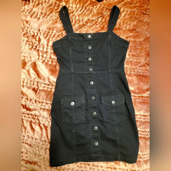 H&M | Dresses | Black Denim Dress Hm Nwot | Poshmark